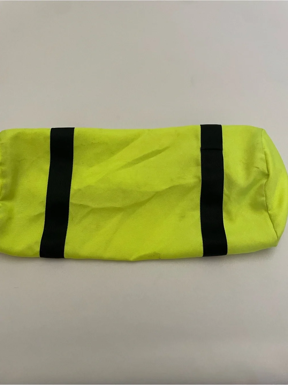 PINK Victoria's Secret Neon Yellow Canvas Tote Bag with Black Straps